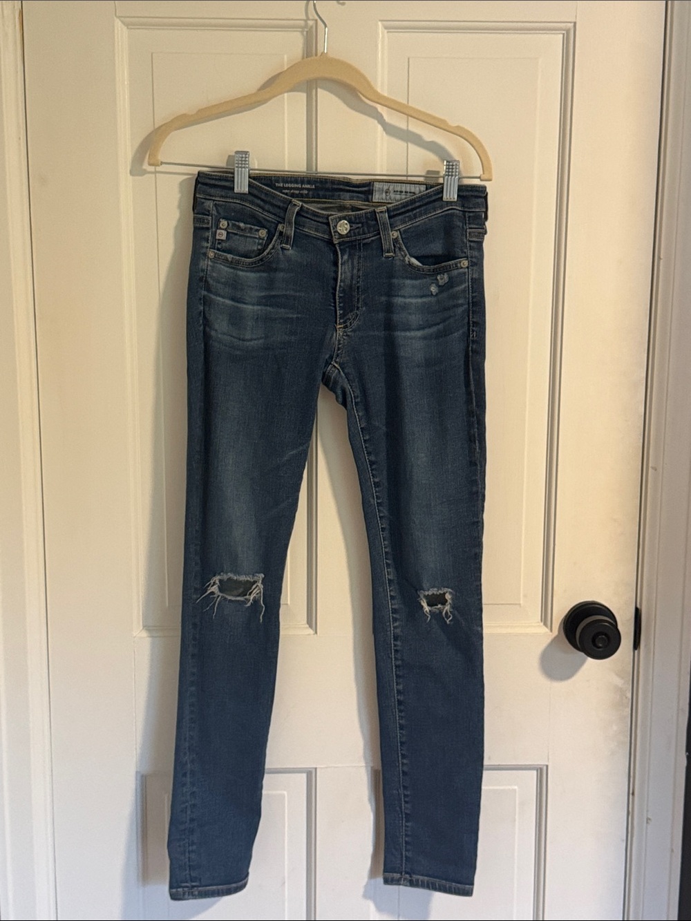 AG (Adriano Goldschmid) Dark Wash Distressed Women’s Jeans - Slim Fit